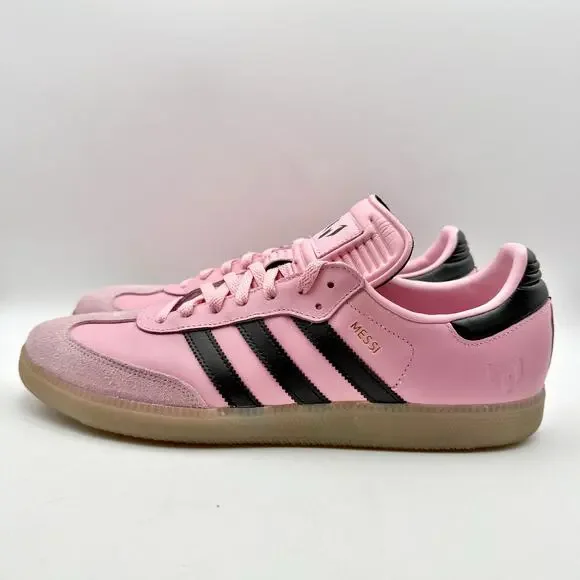 Adidas Mens Samba Messi Sneakers Size 13 Pink Suede Rubber EUC - Picture 7 of 12